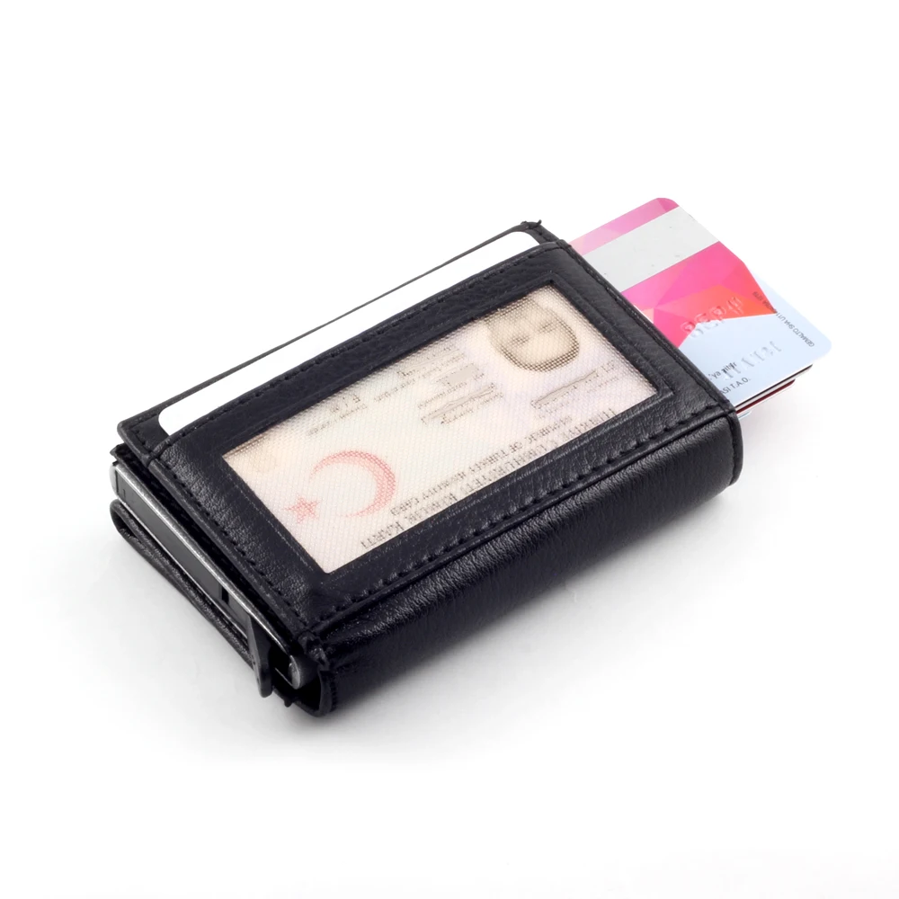 Smart Wallet Business Card Holder Real Cow Leather Handmade Smart Automatic Card Holder Men Gift