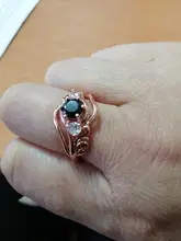 Huitan-Anillo de bruja para mujer, piedra negra única, ajuste giratorio, Diseño de banda, Color oro rosa, anillos de dedo de compromiso para mujer, venta al por mayor