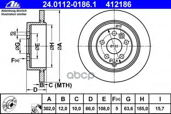 Диск Тормозной Задн, Land Rover: Freelander 2 2.2 Sd4 4x4/2.2 Td4 4x4/2.2 Ed4 06- Ate арт. 24.0112-0186.1