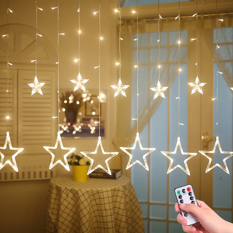 

220V EU Plug 2.5M LED Star Fairy Curtain Light Christmas Garland String Lights Lamp For NEW YEAR Wedding Decoration