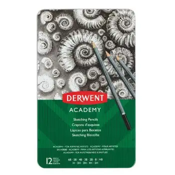 

METAL BOX 12 GRAPHITE PENCILS GRADUATION 5H-6B DERWENT 2301946