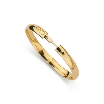 

Bracelet 18k gold hoop half hollow carved 8mm. Diameter 60mm Women [5689]