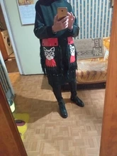 Black Dress Robe Fringes Long-Sleeve 3084 Midi Plus-Size Woman Winter Cute PU Cartoon