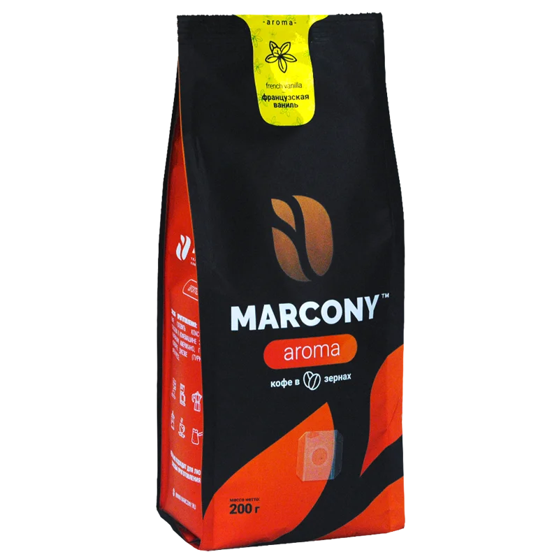 Кофе в зернах Marcony AROMA со вкусом французской ванили 200г. afbeelding