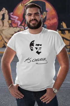 

Angemiel Wear Kemal Ataturk Signature White Men 'S Cotton Big Size T-Shirt