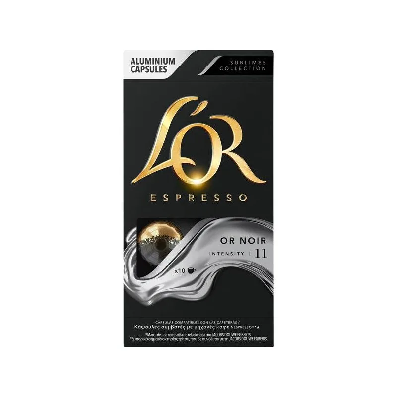 OR NOIR, L 'OR espresso 10 capsules compatible with Nespresso