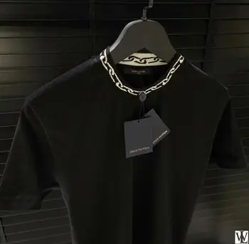 

T shirt Slim Fit Black t shirt men %100 Cotton new session chain print luxury wear