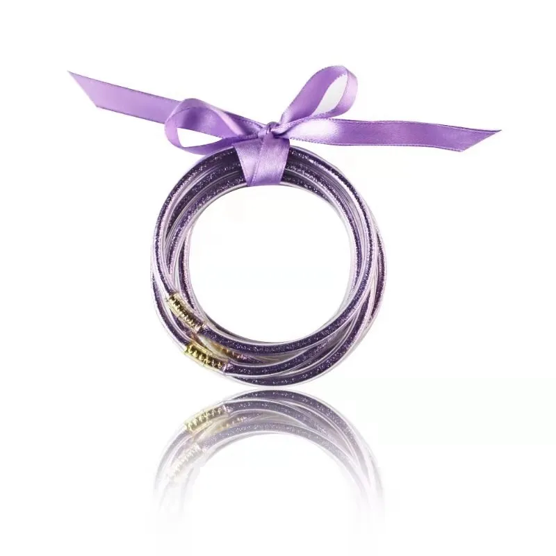 

Stock Bracelets Glitter Bangle Inside Coloring Vinyl Tuber Handmade 5 pcs Set Layered Glitter Hoop