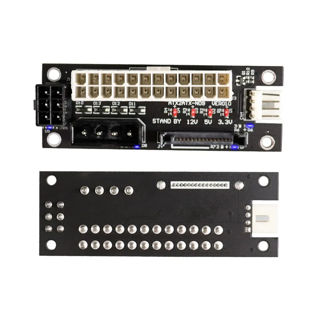 Fonte de Alimentação Dupla Psu Add2psu Atx 24pin para 4pin Molex Conector Riser Mineiro Mineração Adaptador com Led