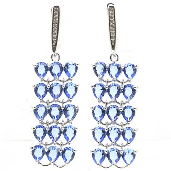 

48x14mm 2020 New Arrival Created Long Violet Tanzanite Gift For Woman's Jewelry Making Silver Earrings
