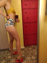 Bikini femenino con cuello Halter y cintura alta, traje de baño con cuello halter y cintural alta con estampado floral en talla XXL