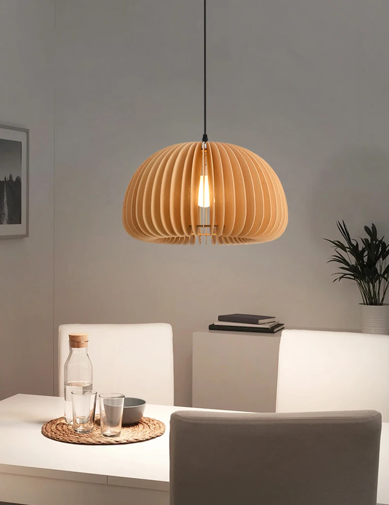 unique chandeliers Modern Creative Pumpkin Chandeliers For Dining Room Kitchen Wood Color Edison E27 Pendant Lamp Bedroom Bedside Lighting Fixtures crystal chandelier