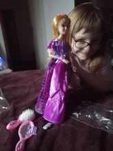 Muñecas de princesa Rapunzel para niños, conjunto para niñas, cuerpo móvil, belleza, largo y grueso pelo rubio, 30CM