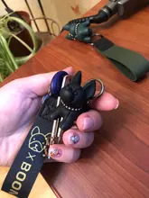 Moda Punk llavero de Bulldog Francés de cuero de la PU perro llaveros para las mujeres bolso colgante joyas baratija del coche de los hombres, anillo de clave de la cadena