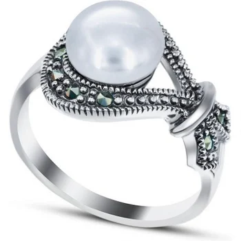 

Silver Wings ring with pearls and silver Marcasite