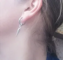 Pendientes de acero inoxidable para hombres y mujeres, aretes falsos, Punk, negros, sin perforación, estilo gótico, Hip Hop