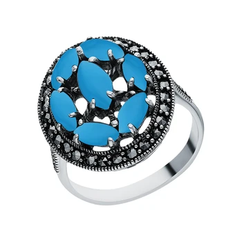 

Silver ring with marcasites and turquoise sunlight sample 925