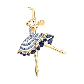 

Brooch Sokolov in Gold with corundum and cubic zirconia, fashion jewelry, gold, 585, women's male