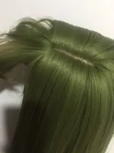 Peluca de cabello sintético para mujer, pelo negro y verde de 24 pulgadas con volante grande y flequillo, estilo africano y americano, fibra resistente al calor