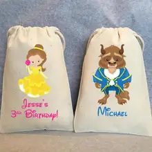 Пользовательские Красавица и Чудовище День Рождения вечерние подарочные сумки, Belle, Beast, Красавица и Чудовище крещения подарочные пакеты для вечеринки