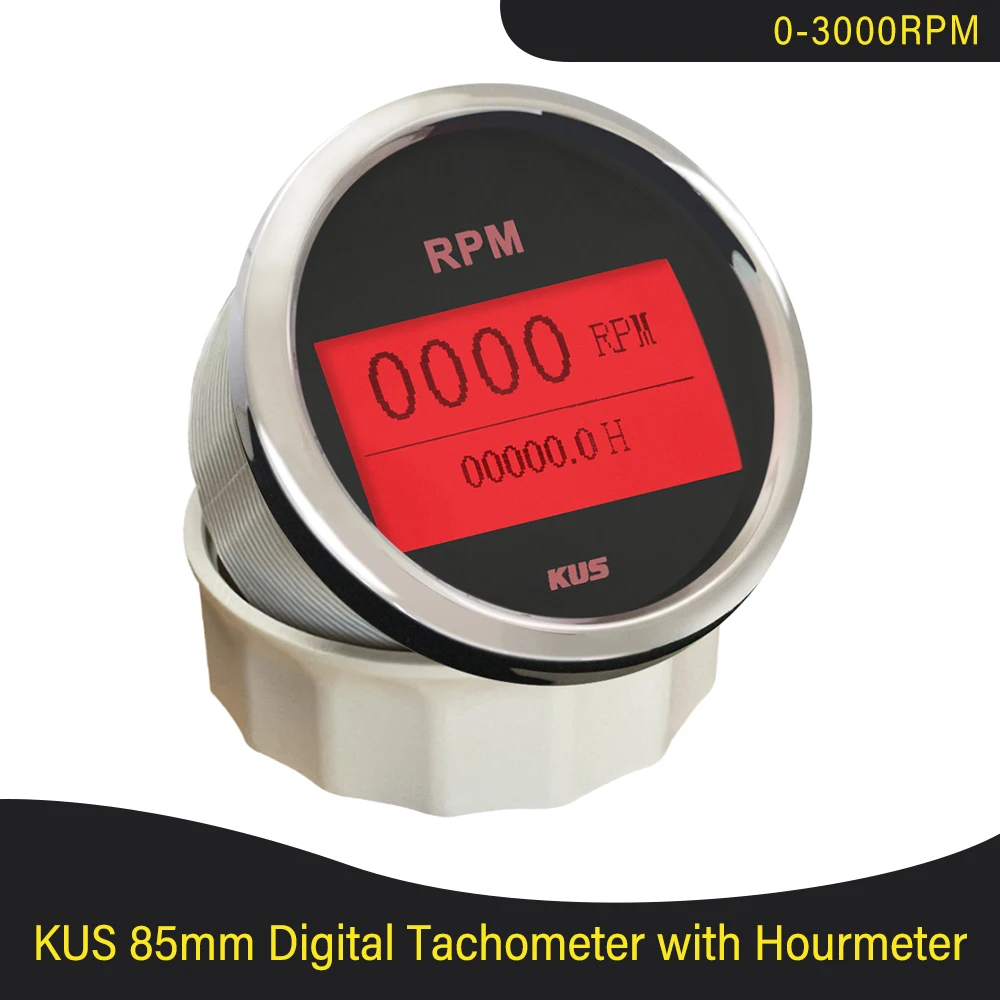 Tachometer Gauge Engine Tachometer Tachometer Meter Engine Hour Meter 85MM Gasoline Diesel Engine Tachometer 3000RPM 4000RPM 6000RPM 8000RPM with Hourmeter Boat Truck Car RV Waterproof