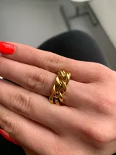 Anillos Jewelry Finger-Ring Trendy-Chain Stainless-Steel Gold Statement Yhpup New Metal