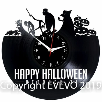 

Heppy Halloween Wall Clock Vinyl Vinyl Record Retro Clock Handmade Vintage Gift Style Room Home Decorations Great Gift Clock