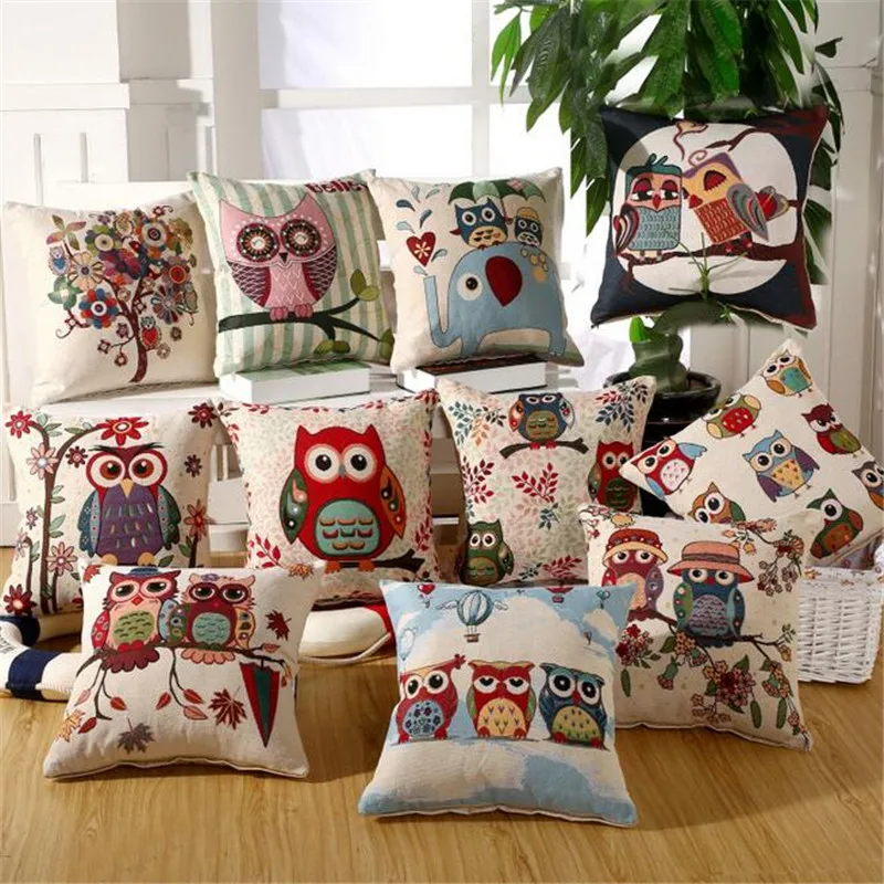 

Cartoon Animal Decorative Throw Pillows Case Cushion Cover Home Decor Owl Sofa Car Waist 45x45cm