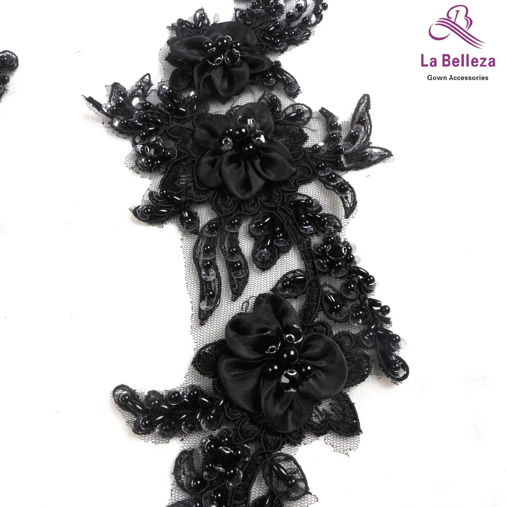 La Belleza 2 шт. Белый ручной работы из бисера 3D Цветы Аппликации 40*15 см
