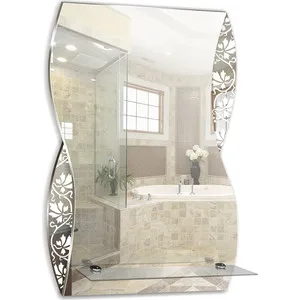 Mirror mixline Aqua 39 5x60 with shelf sandblasting pattern (4620001983902) For bathroom Vanities Fixture Home Improvement | Обустройство