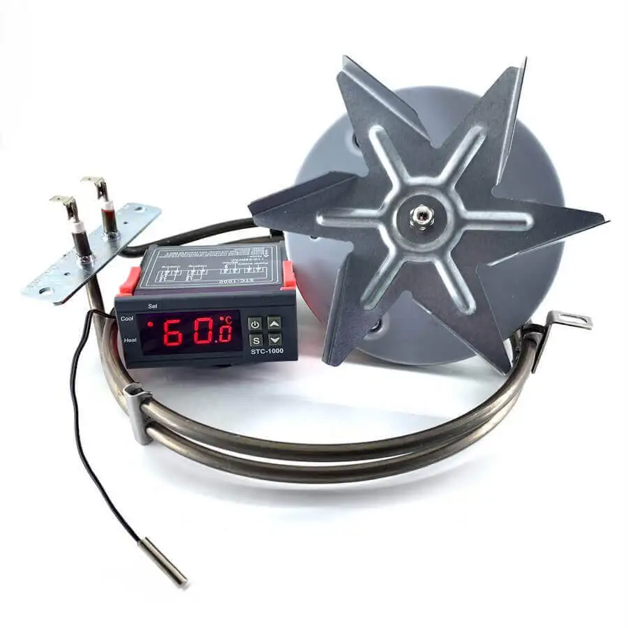 мотор конвекции с тэном для коптильной камеры. комплект конвекции для коптильни 2. 0 квт с термостатом. вентилятор конвекции для коптильни. мотор конвекции для коптильни.