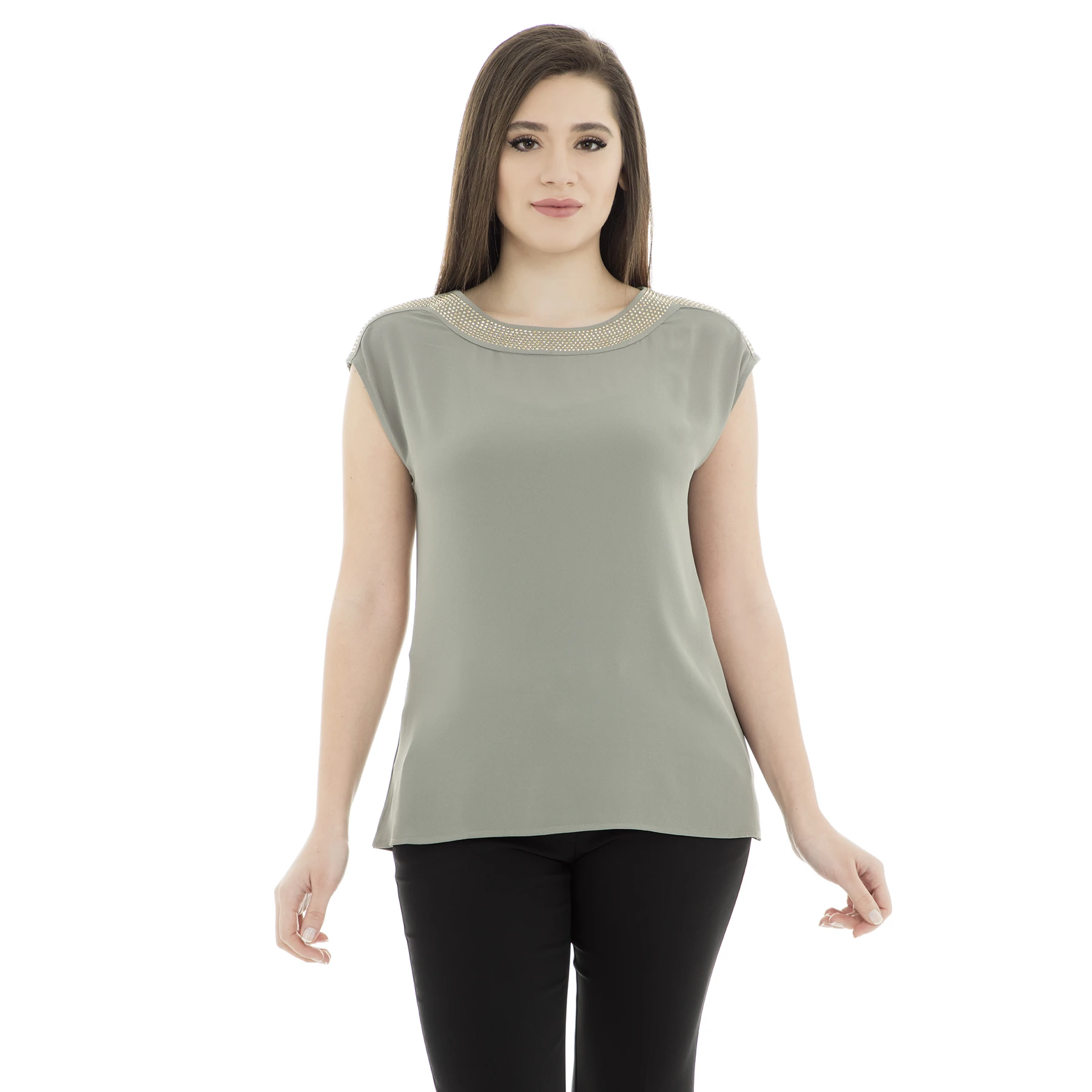 Оливковый Camelia Bluz женская блузка 19E020 - Цвет: Оливковый
