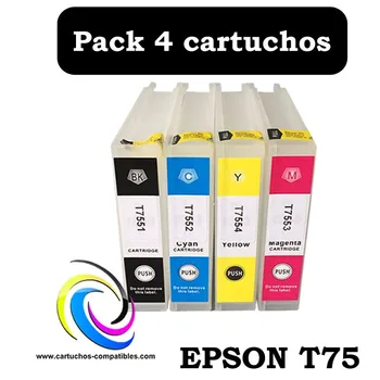 

Epson T75 Pack 4 or run loose compatible WF8010 WF8090 WF8510 WF8590 WF-8010 WF-8090 WF-8510 WF-8590 T7561 T7562 T7563 T7564