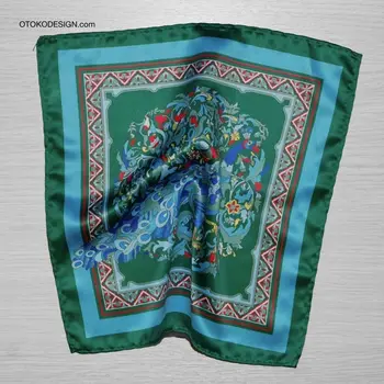 

Green peacock pattern pocket square Green (53135)