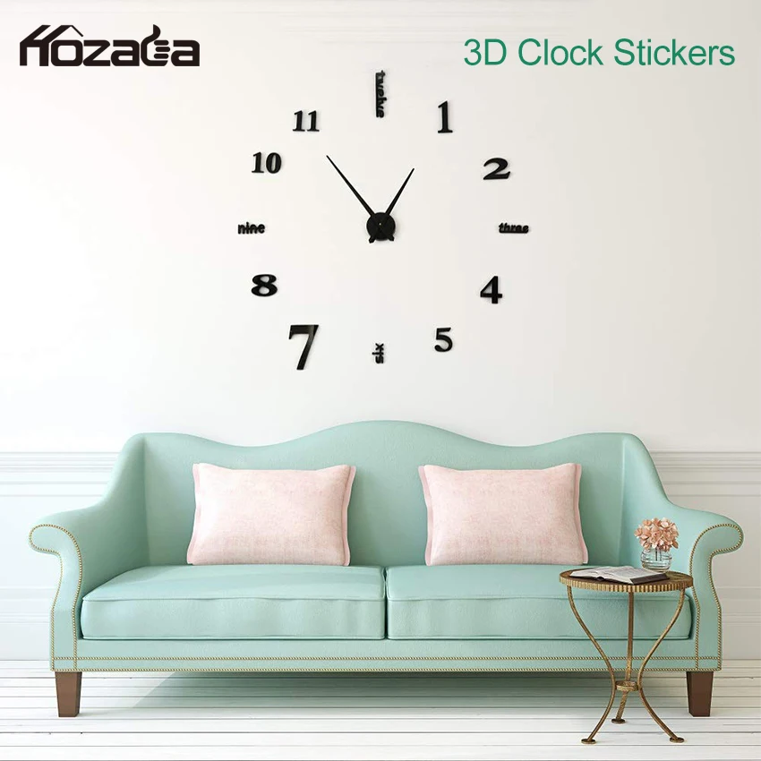 

Hozada 3D Wall Clock Mirror Wall Stickers Creative DIY Wall Clocks Removable Art Decal Sticker for Home Decor