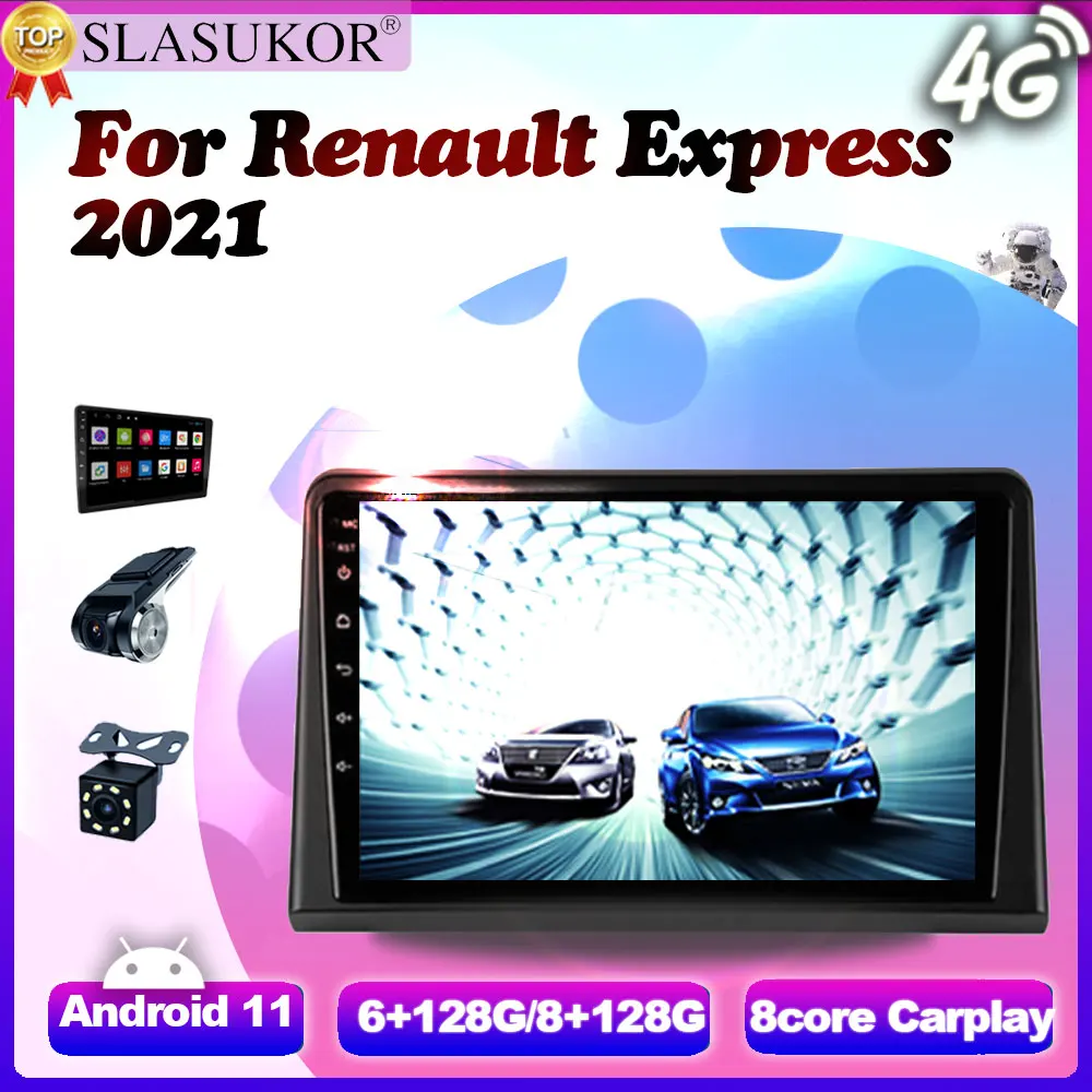 

9 Inch 8G+128G Android 11 Car Radio Auto For Renault express 2021 Cable Canbus Fan GPS Navigation Multimedia Player No 2 Din DVD