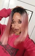 HANNE-Peluca de cabello sintético para mujer, pelo largo recto de color rosa, marrón y gris, resistente al calor, para Cosplay o fiesta