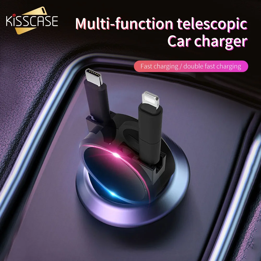 KISSCASE Car Phone Charger for iphone 7 8 11 Pro Max Micro USB Lighting Type C 1