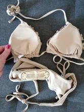 Swimsuit Thong Bikini-Set Bandage Flower Push-Up Female Solid 3D New