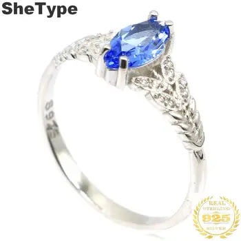 

10x5mm 2019 New Arrival 2.2g Created Violet Tanzanite CZ Gift For Girls 925 Solid Sterling Silver Rings