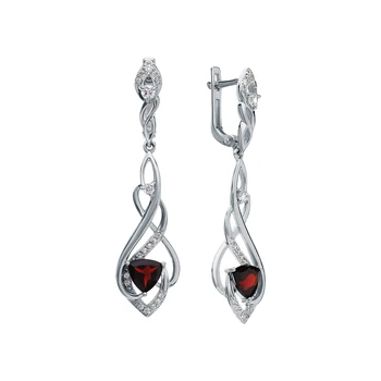 

Silver earrings with cubic zirconia and Garnet sunlight sample 925 test