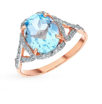 

Gold ring with Topaz and cubic zirconia sunlight sample 585