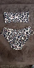 Bikini de leopardo para mujer, traje de baño de cintura alta, Bikini Bandeau Push Up sin hombros, traje de baño de playa brasileño 2021