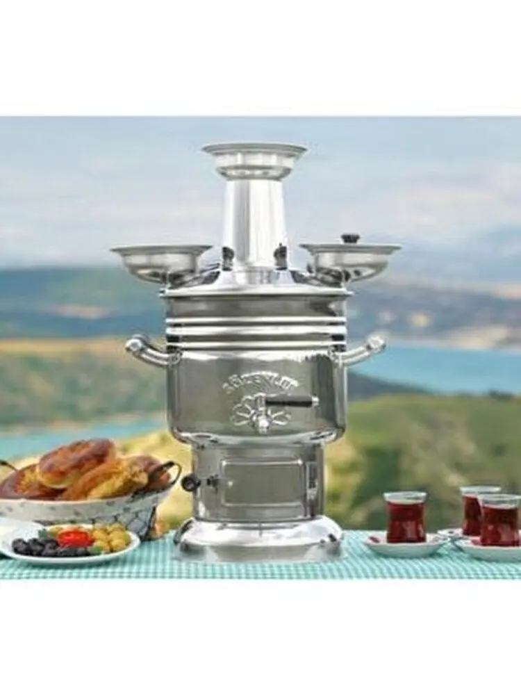 Stainless Steel Samovar Wood Burning Charcoal Camping Stove Kettle Outdoor  Barbecue Tableware Camping Accessories Tea Brewing - AliExpress