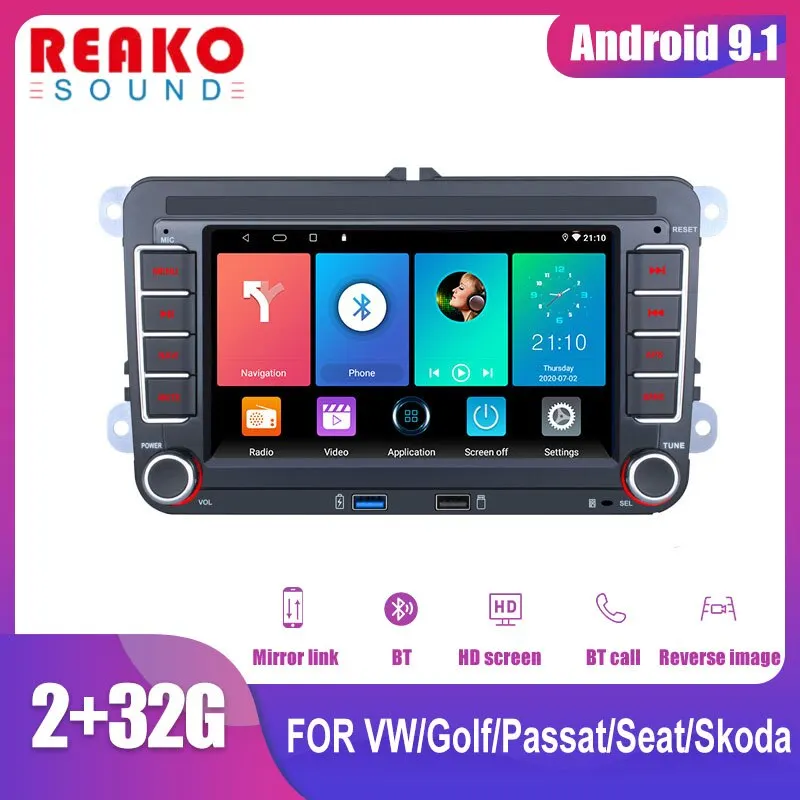 Автомагнитола 2DIN радиоприемник с GPS-навигацией и Android 9 1 для VW/Volkswagen Skoda Octavia golf 5 6