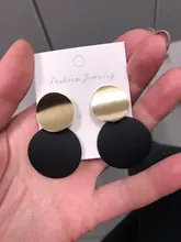 Statement-Earrings Jewelry Arcylic Tassel-Drop Geometric Gold Korean Black Vintage Fashion