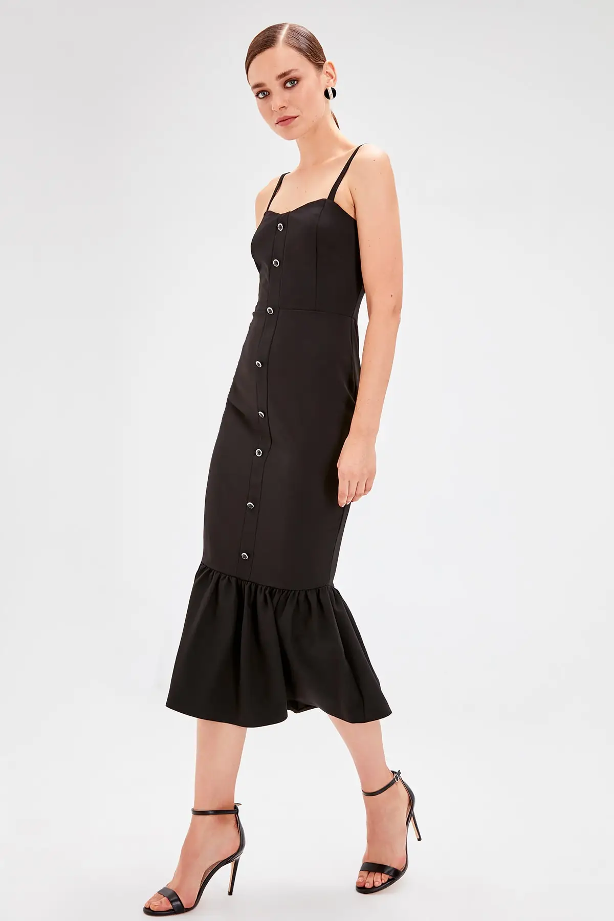 

Trendyol Black Button Detail Dress TPRSS19FZ0577