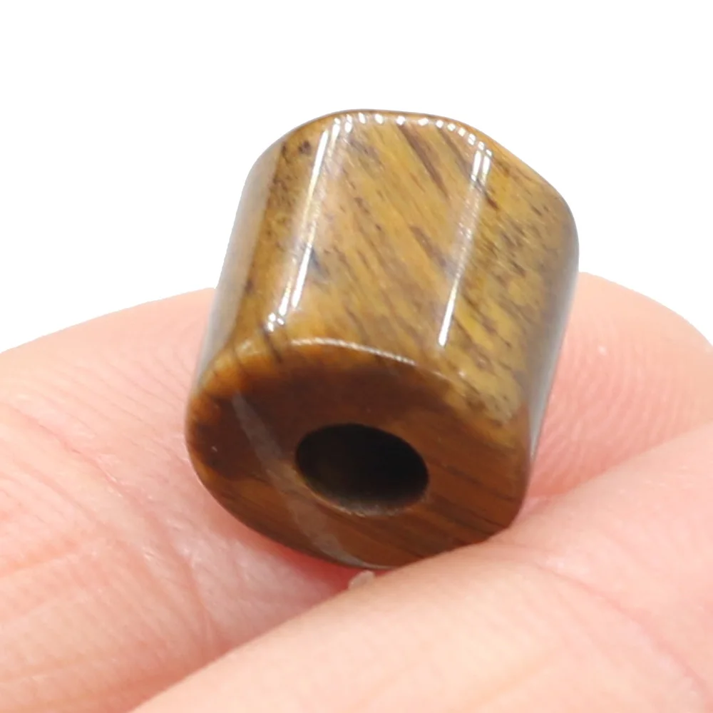 10 개/몫 천연 돌 구슬 DIY 쥬얼리 펜던트 목걸이 구멍 4mm 크기 9x9.5mm 만들기위한 원통형 큰 구멍 마노 비즈