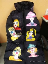 Parka Jacket Padded-Coat Character Women Hooded Spring Winter Cotton Thick White Black