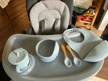 5Pcs/1 Conjunto bebé de silicona alimentación tazón vajilla impermeable cuchara antideslizante vajilla libre de BPA silicona platos para bebé vajilla